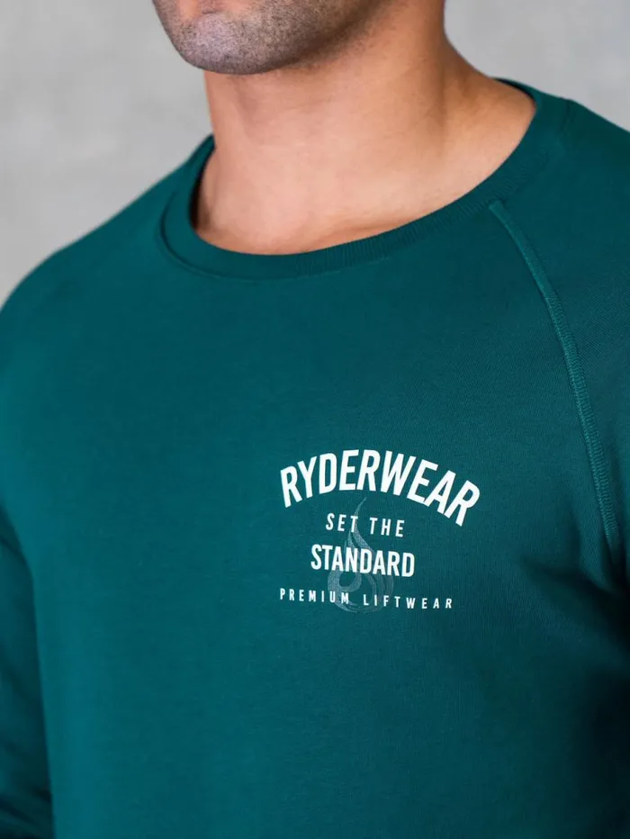 Sweaters and Hoodies Mens Ryderwear Legacy Crewneck Emerald