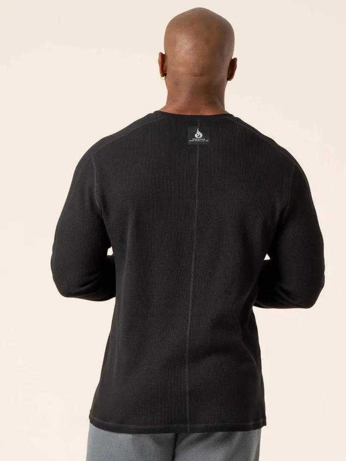 Sweaters and Hoodies Mens Ryderwear Men039s Waffle Lounge Crew Neck Black
