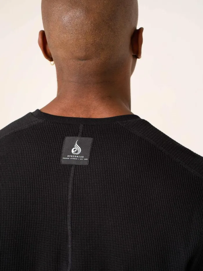 Sweaters and Hoodies Mens Ryderwear Men039s Waffle Lounge Crew Neck Black