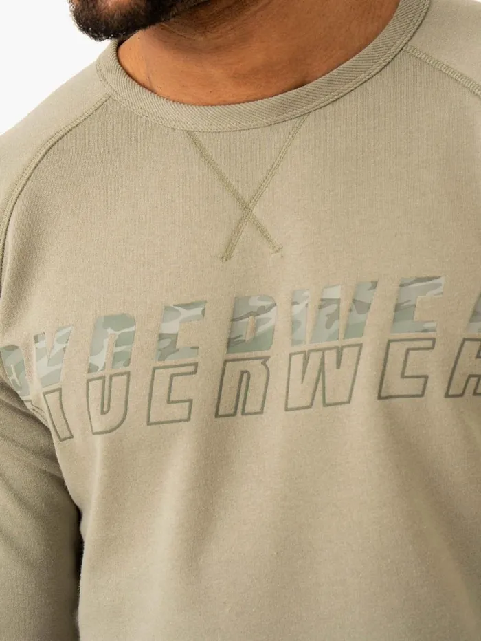 Sweaters and Hoodies Mens Ryderwear Overdrive Crew Neck Sage Green