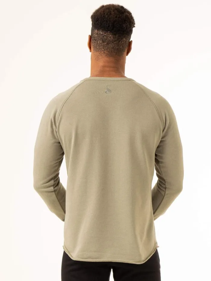 Sweaters and Hoodies Mens Ryderwear Overdrive Crew Neck Sage Green