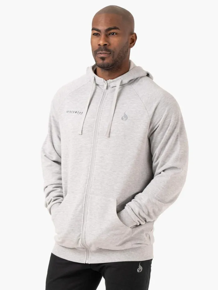 Sweaters and Hoodies Mens Ryderwear Pursuit Zip Up Hoodie Light Grey Marl