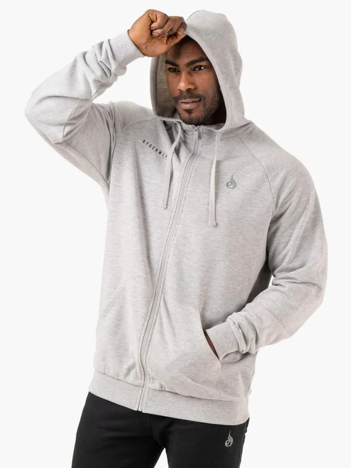 Sweaters and Hoodies Mens Ryderwear Pursuit Zip Up Hoodie Light Grey Marl