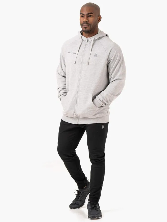 Sweaters and Hoodies Mens Ryderwear Pursuit Zip Up Hoodie Light Grey Marl