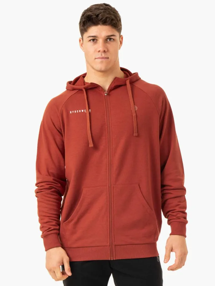 Sweaters and Hoodies Mens Ryderwear Pursuit Zip Up Hoodie Red Clay