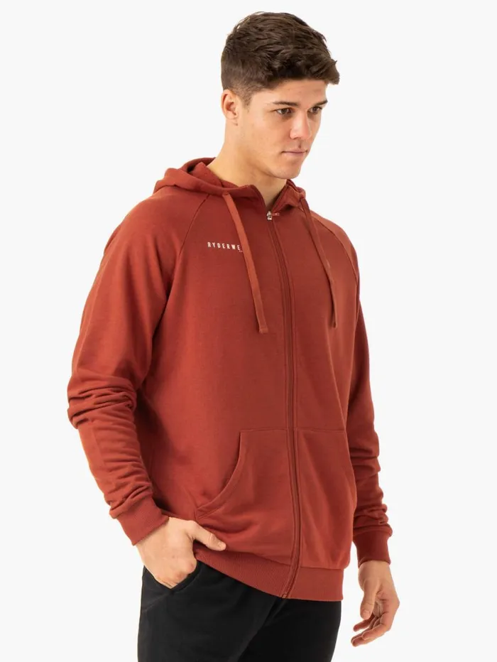 Sweaters and Hoodies Mens Ryderwear Pursuit Zip Up Hoodie Red Clay