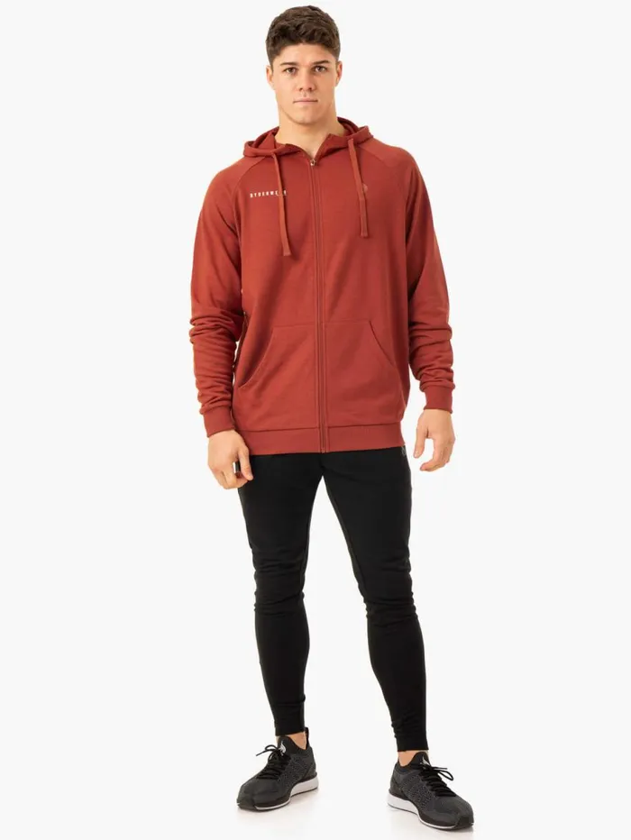 Sweaters and Hoodies Mens Ryderwear Pursuit Zip Up Hoodie Red Clay