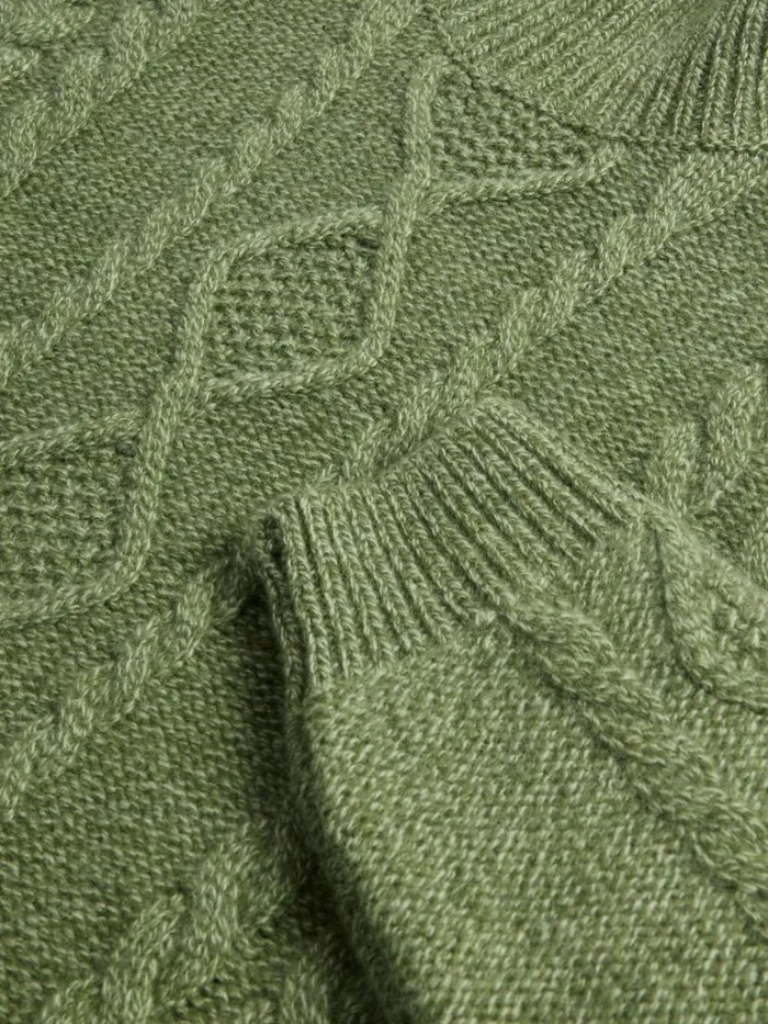 Sweaters Mens Paul Stuart Aran Cable Turtleneck Sweater Moss