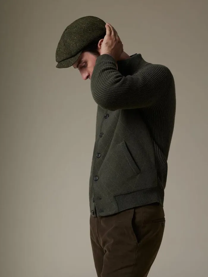 Sweaters Mens Paul Stuart Cashmere Quilted Button Front Cardigan Loden