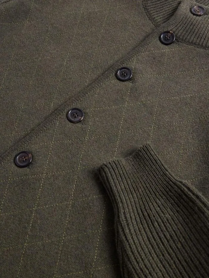 Sweaters Mens Paul Stuart Cashmere Quilted Button Front Cardigan Loden