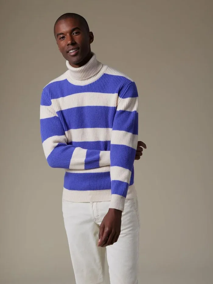 Sweaters Mens Paul Stuart Cashmere Striped Turtleneck Lavenderwhite