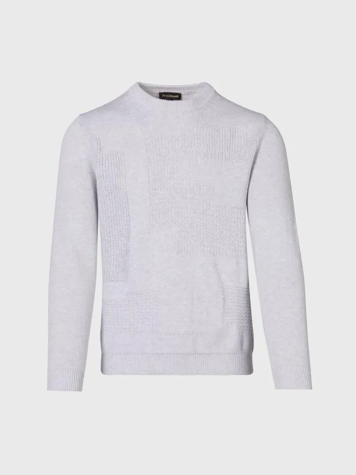 Sweaters Mens Paul Stuart Cotton Multi Stitch Crewneck Sweater Silver