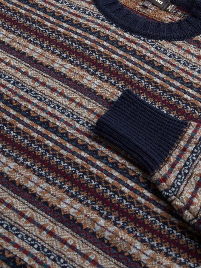 Sweaters Mens Paul Stuart Fair Isle Crewneck Sweater Navy