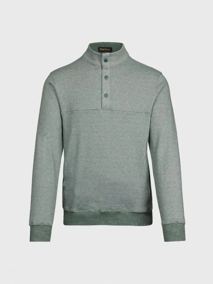 Sweaters Mens Paul Stuart Hairline Stripe Pullover With Snap Buttons Grey