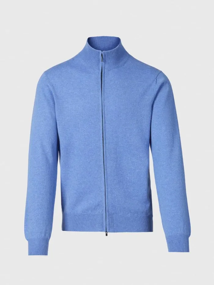 Sweaters Mens Paul Stuart Lightweight Cashmere Full Zip Cardigan Denim