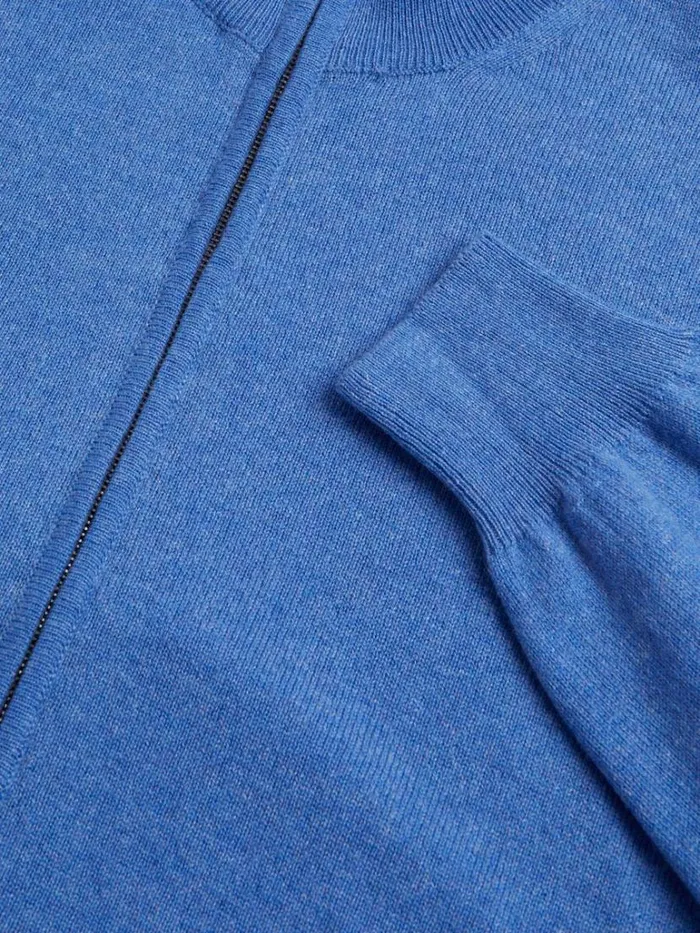 Sweaters Mens Paul Stuart Lightweight Cashmere Full Zip Cardigan Denim