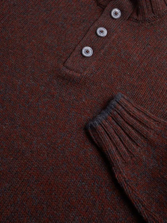 Sweaters Mens Paul Stuart Marled Button Mock Neck Sweater Blue Mix