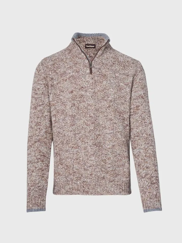 Sweaters Mens Paul Stuart Marled Quarter Zip Sweater Brown Melange