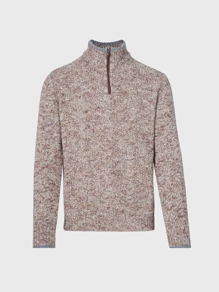 Sweaters Mens Paul Stuart Marled Quarter Zip Sweater Brown Melange