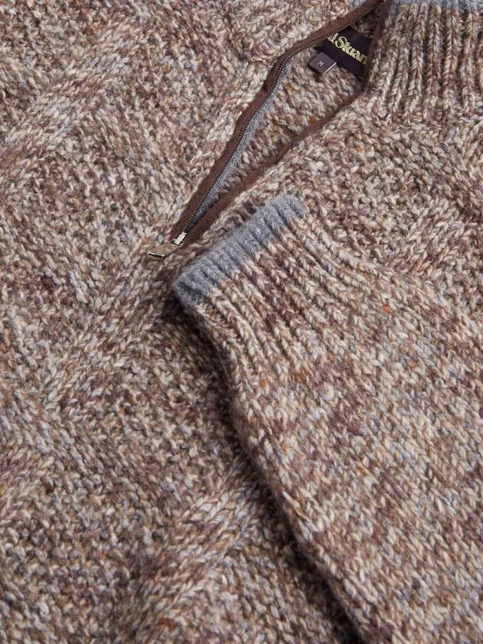 Sweaters Mens Paul Stuart Marled Quarter Zip Sweater Brown Melange