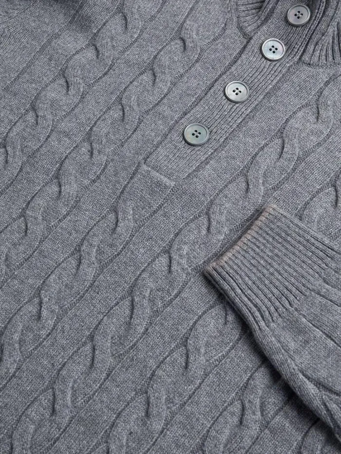Sweaters Mens Paul Stuart Mock Neck Cable Sweater Grey