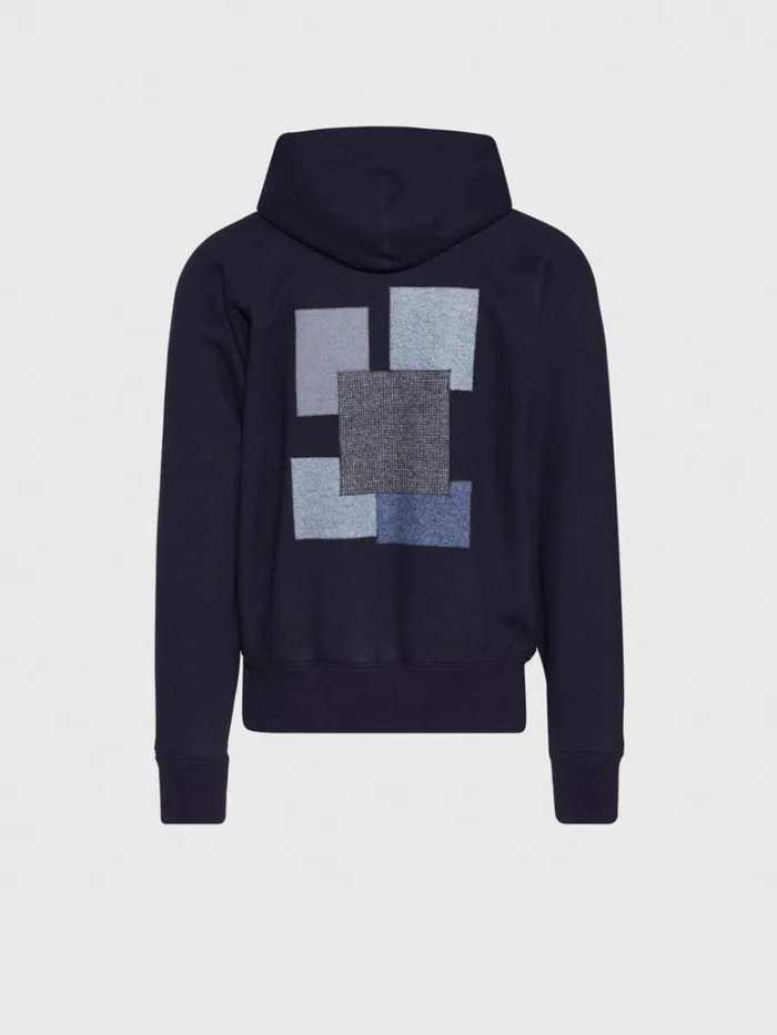 Sweaters Mens Paul Stuart Navy Tonal Patchwork Hoodie Navy Sweaters Mens Paul Stuart Navy Tonal Patchwork Hoodie Navy