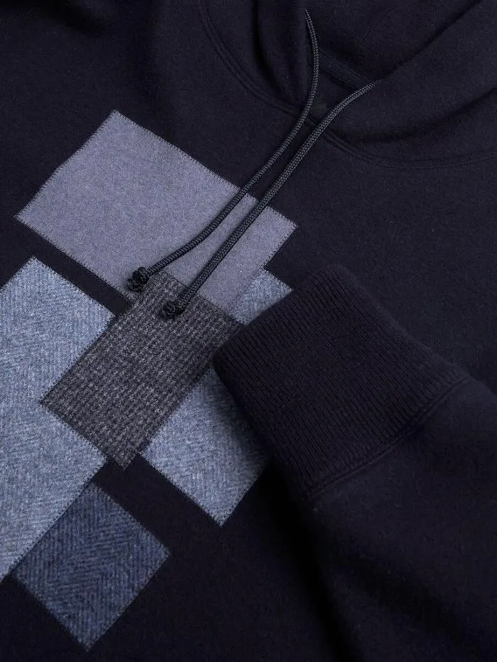 Sweaters Mens Paul Stuart Navy Tonal Patchwork Hoodie Navy Sweaters Mens Paul Stuart Navy Tonal Patchwork Hoodie Navy