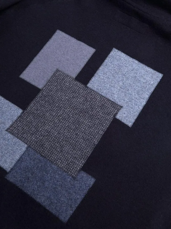 Sweaters Mens Paul Stuart Navy Tonal Patchwork Hoodie Navy Sweaters Mens Paul Stuart Navy Tonal Patchwork Hoodie Navy