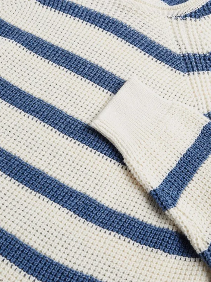 Sweaters Mens Paul Stuart Striped Cotton Crewneck Sweater Bluecream
