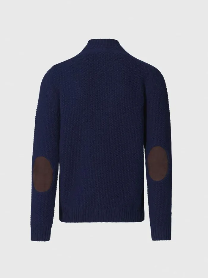 Sweaters Mens Paul Stuart Textured Wool and Cashmere Full Zip Cardigan Navy
