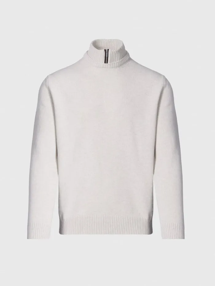 Sweaters Mens Paul Stuart Wool and Cashmere Mock Neck Zip Sweater Cream