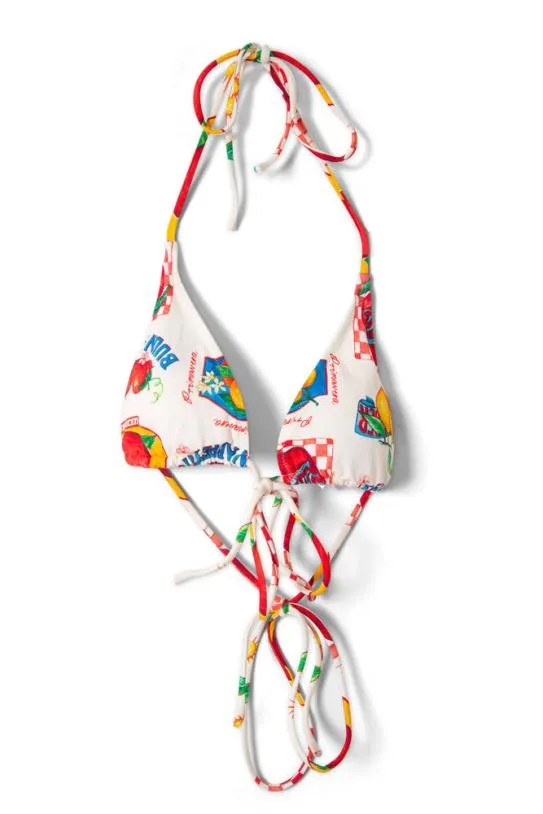 Swim and Beach Women Damson Madder Tie Front Triangle Bikini Top 8211 Fruit Labels