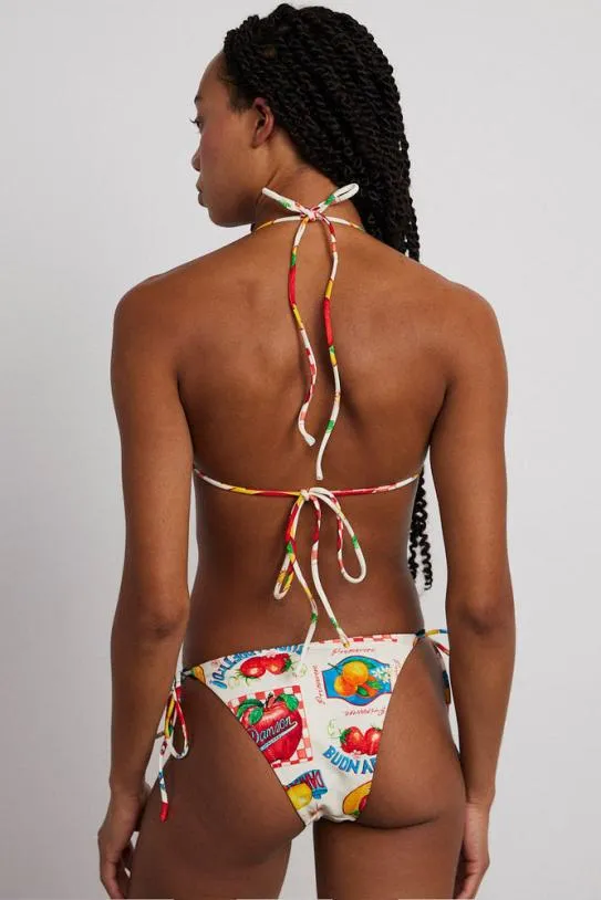 Swim and Beach Women Damson Madder Tie Front Triangle Bikini Top 8211 Fruit Labels