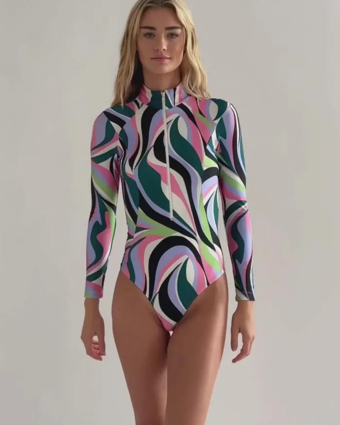 Swim DELOS ZIPFRONT RASHGUARD FINAL SALE PatBO One Pieces