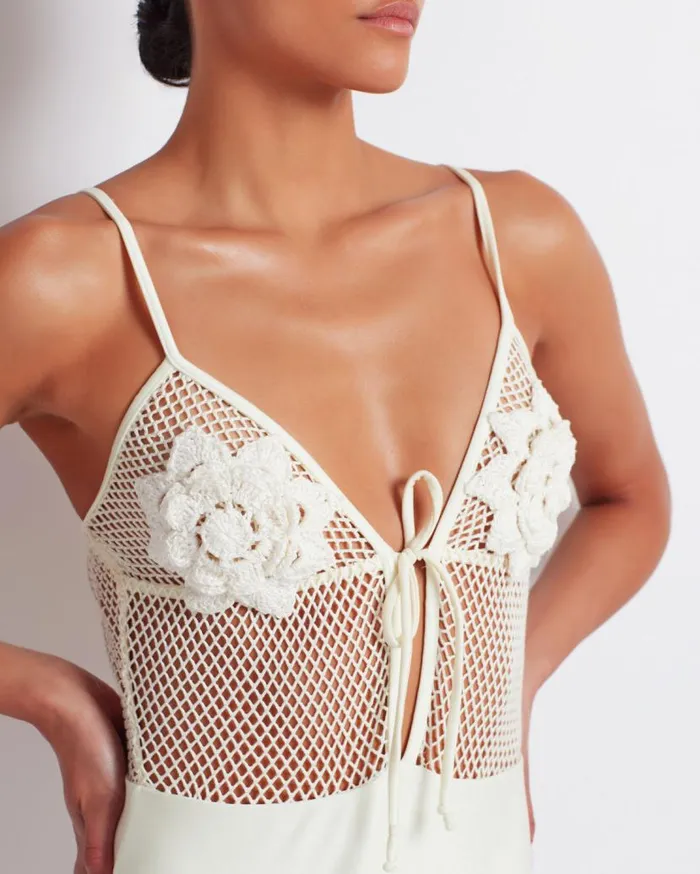 Swim Floral Crochet One Piece PatBO One Pieces