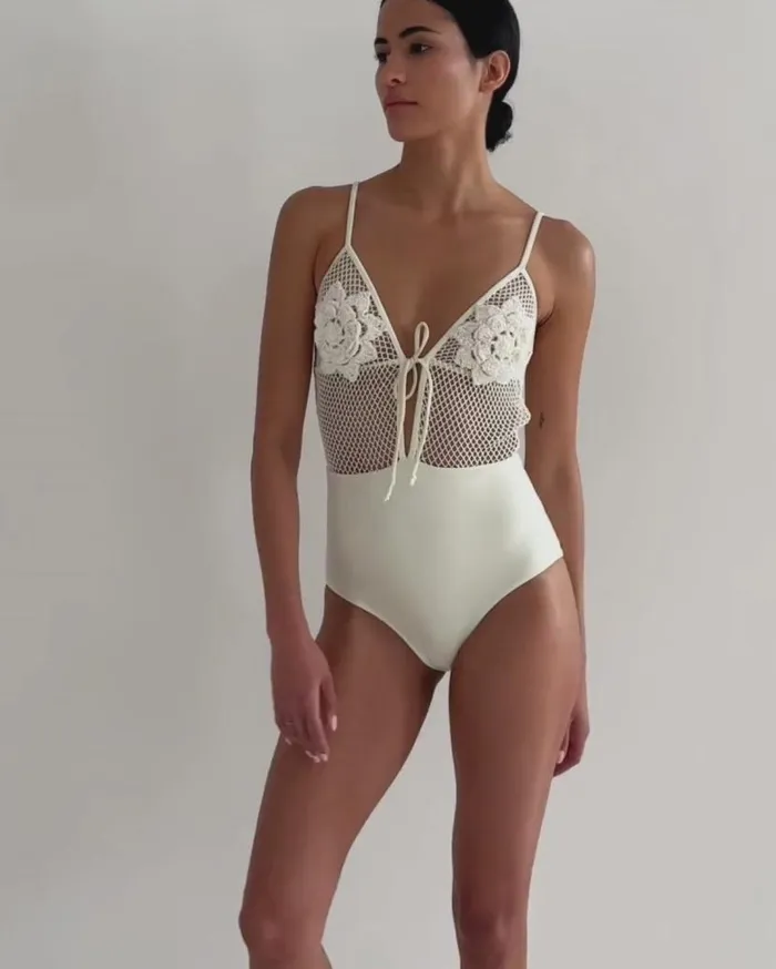 Swim Floral Crochet One Piece PatBO One Pieces