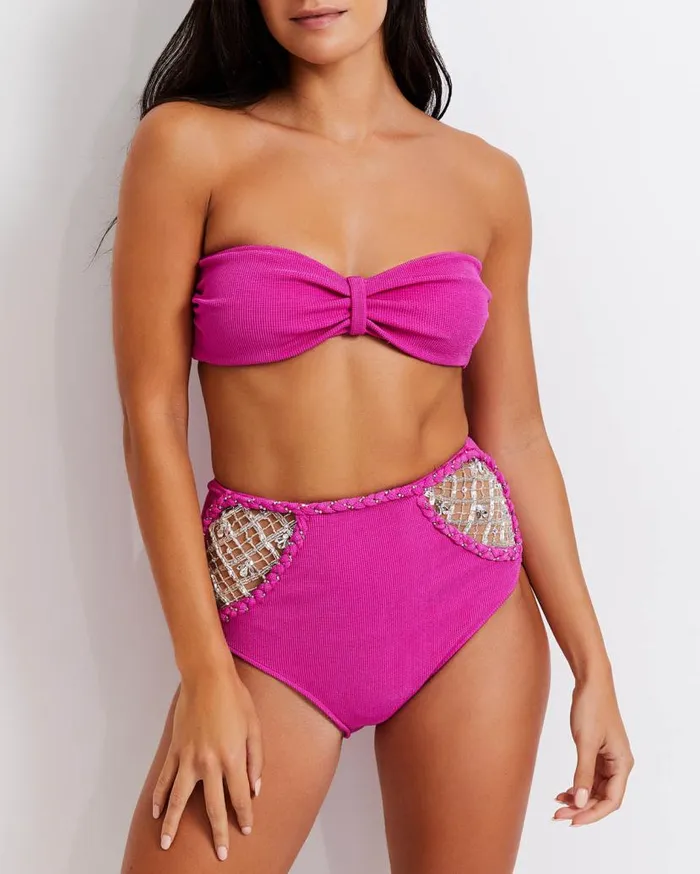 Swim HandBeaded Knit Bikini Bottom X Harrods FINAL SALE PatBO Bikinis