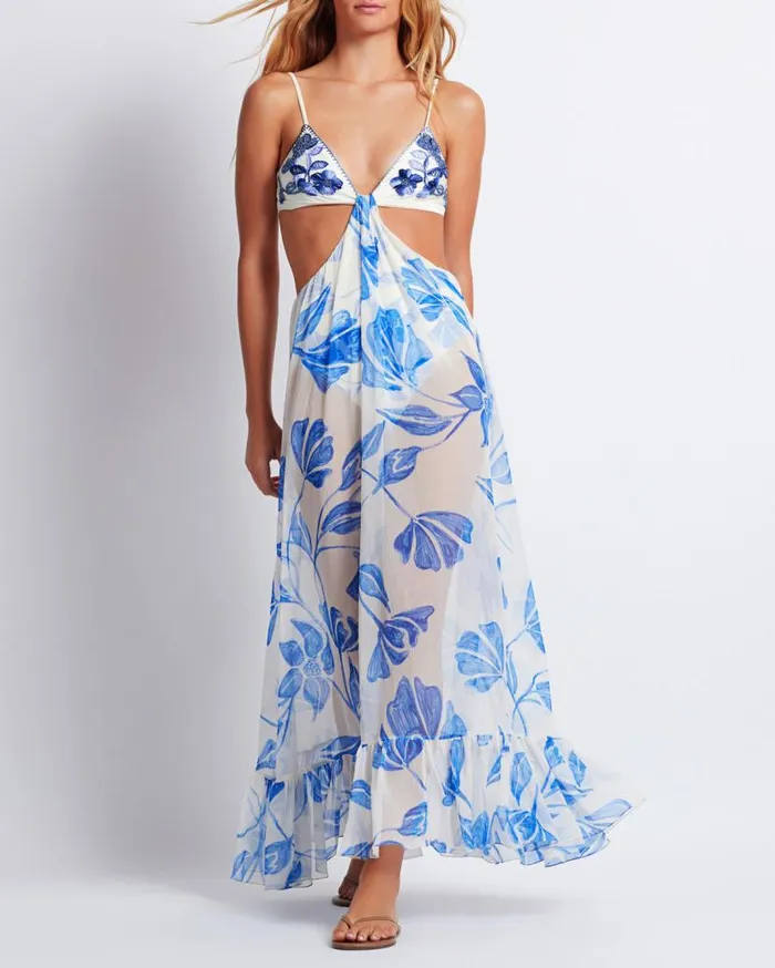 Swim Nightflower Embroidered Beach Dress FINAL SALE PatBO Beach Dresses