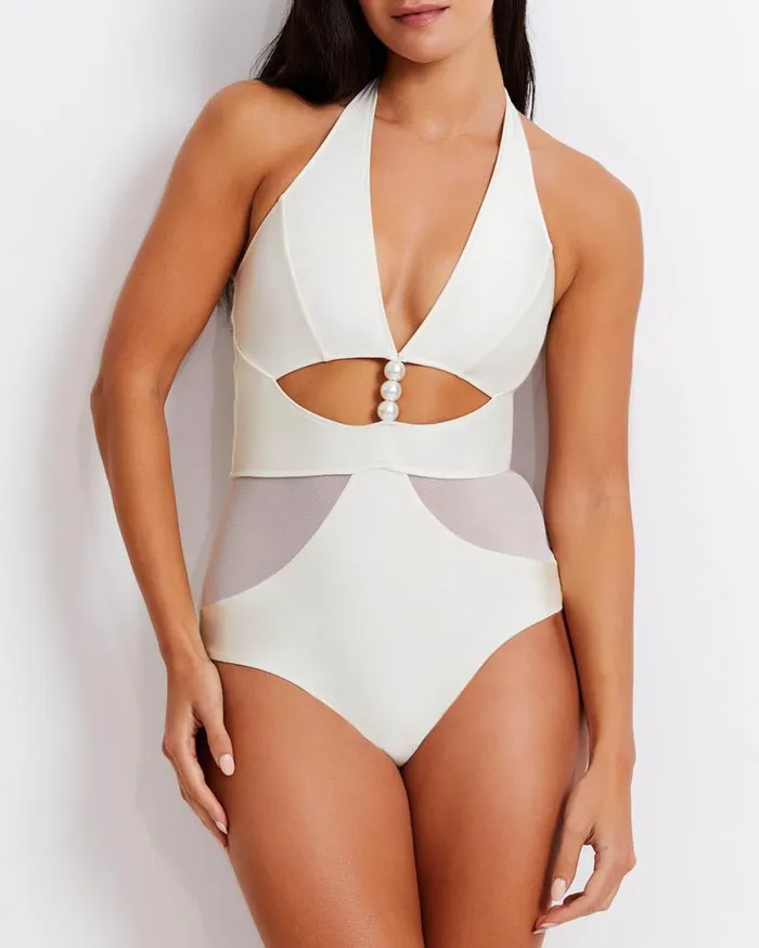Swim Pearl Beaded One Piece X Harrods FINAL SALE PatBO One Pieces