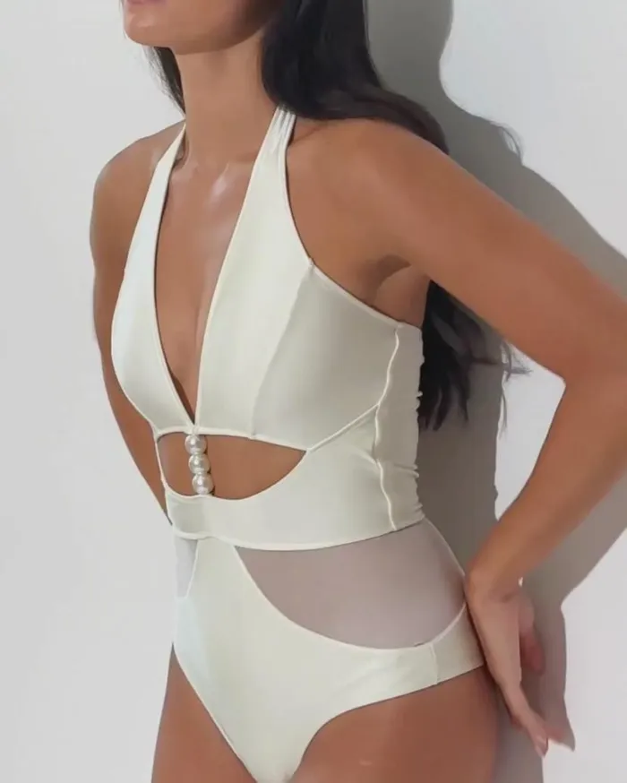 Swim Pearl Beaded One Piece X Harrods FINAL SALE PatBO One Pieces