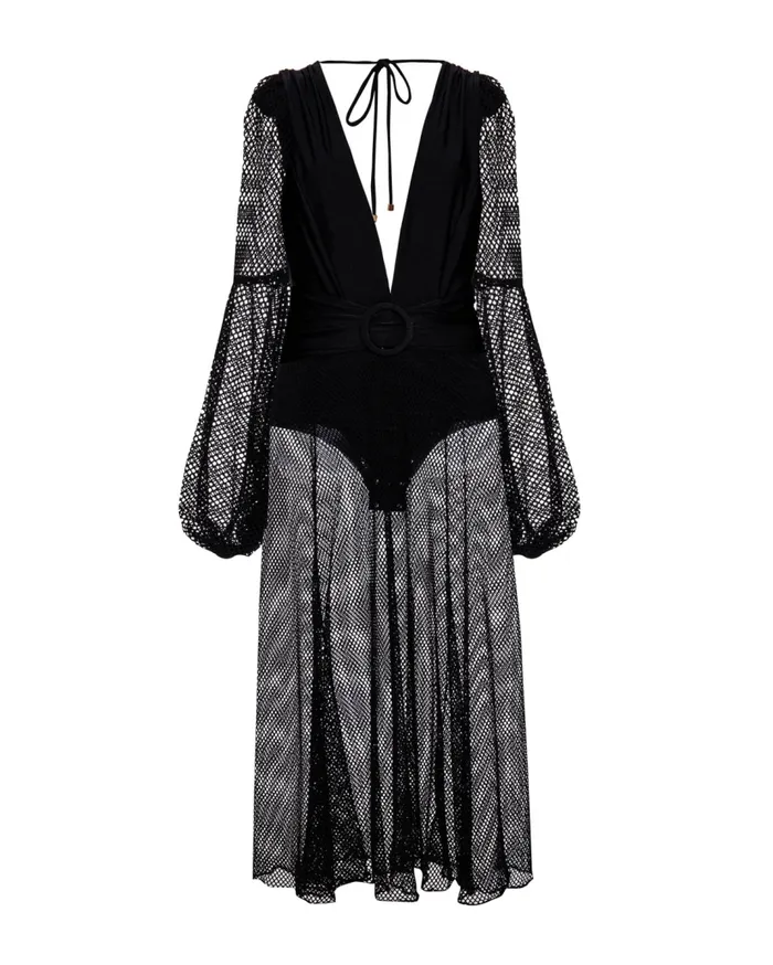 Swim Plunge Netted Beach Dress PatBO Beach Dresses