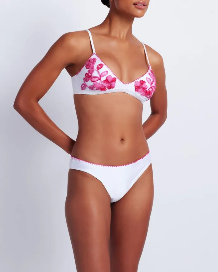 Swim Viera Embroidered Bikini Bottom PatBO Bikinis