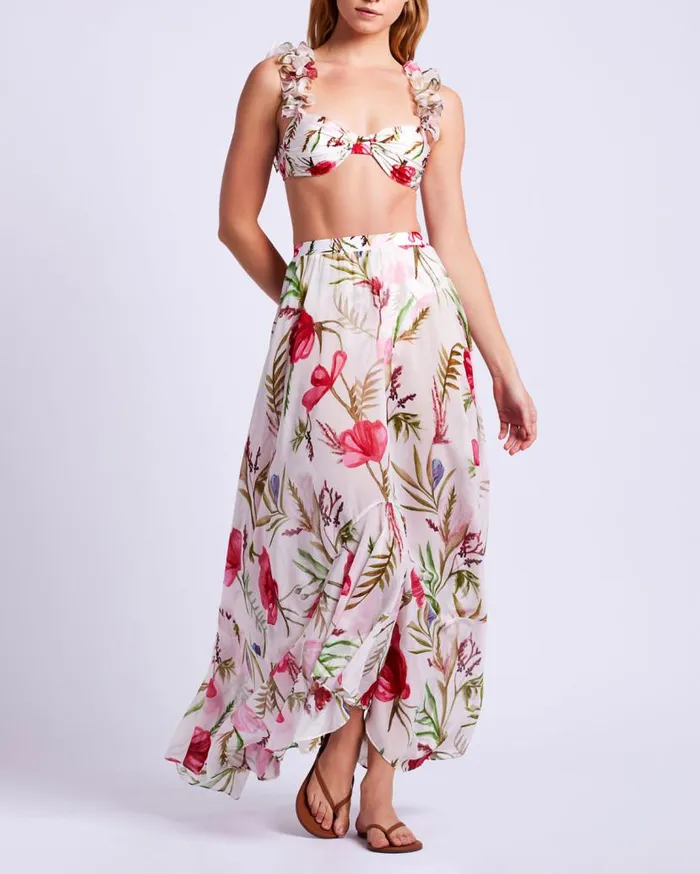 Swim Viera Flutter Sleeve Bikini Top PatBO Bikinis