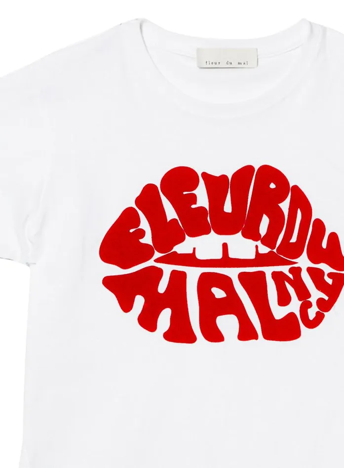 TShirts and Short Sleeves LingerieClothing Fleur Du Mal Fleur Lips Tee White