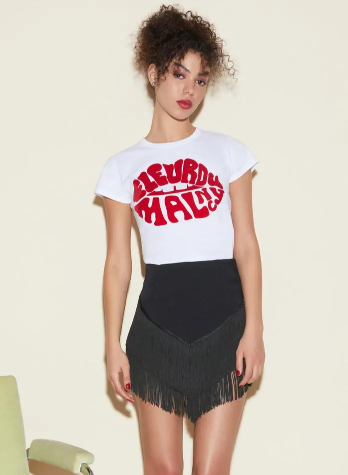 TShirts and Short Sleeves LingerieClothing Fleur Du Mal Fleur Lips Tee White