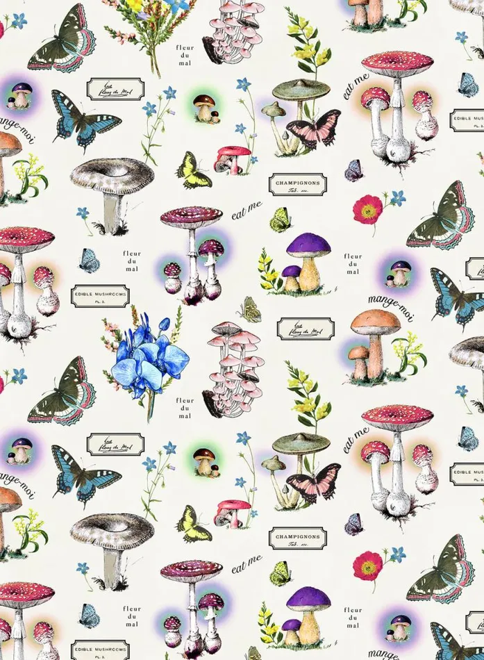 TShirts and Short Sleeves LingerieClothing Fleur Du Mal Magical Mushroom Short Sleeve PJ Top Ivory Mushroom Print