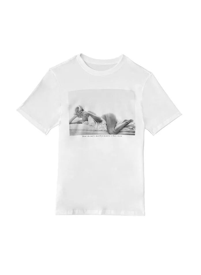 TShirts and Short Sleeves LingerieClothing Fleur Du Mal Unisex Marilyn In Bed Tee Ivory