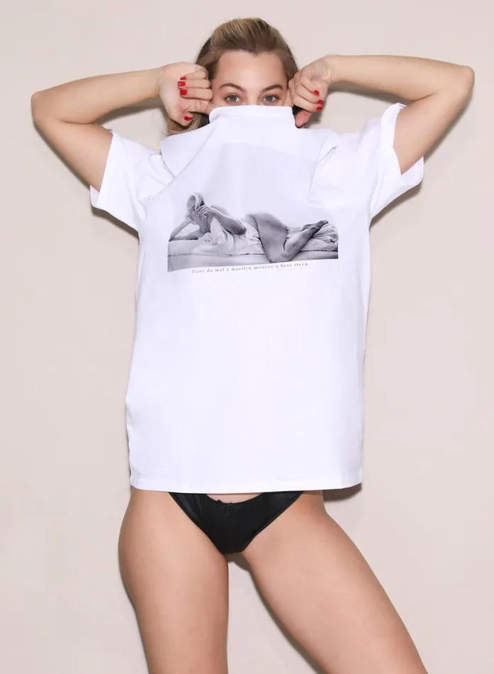 TShirts and Short Sleeves LingerieClothing Fleur Du Mal Unisex Marilyn In Bed Tee Ivory