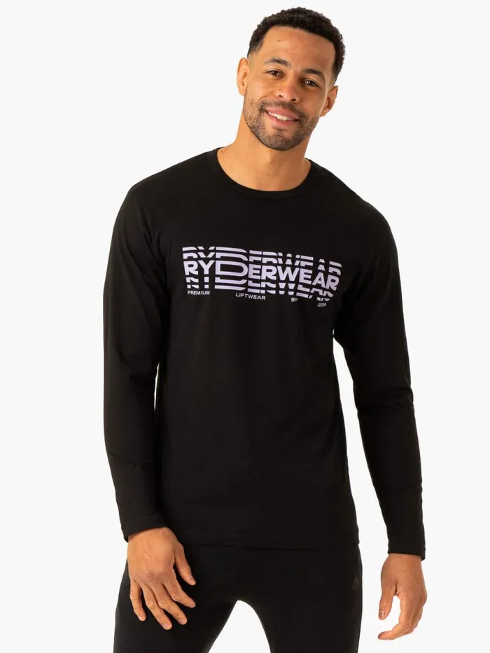 TShirts Mens Ryderwear Graphic Long Sleeve TShirt Black
