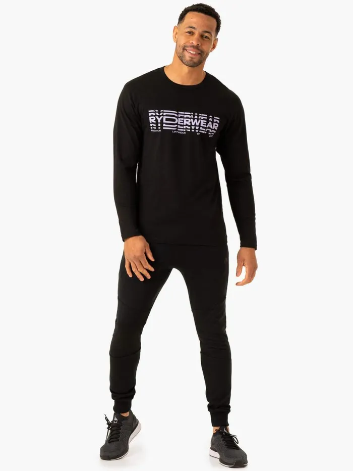 TShirts Mens Ryderwear Graphic Long Sleeve TShirt Black